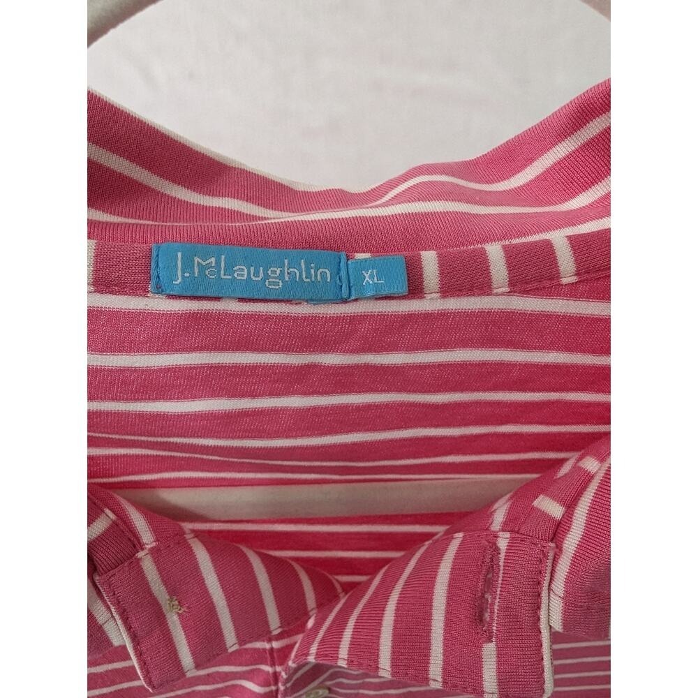 J. McLaughlin Mens Callahan Pima Cotton Polo Size‎ XL Pink White Chest Pocket - Picture 5 of 7